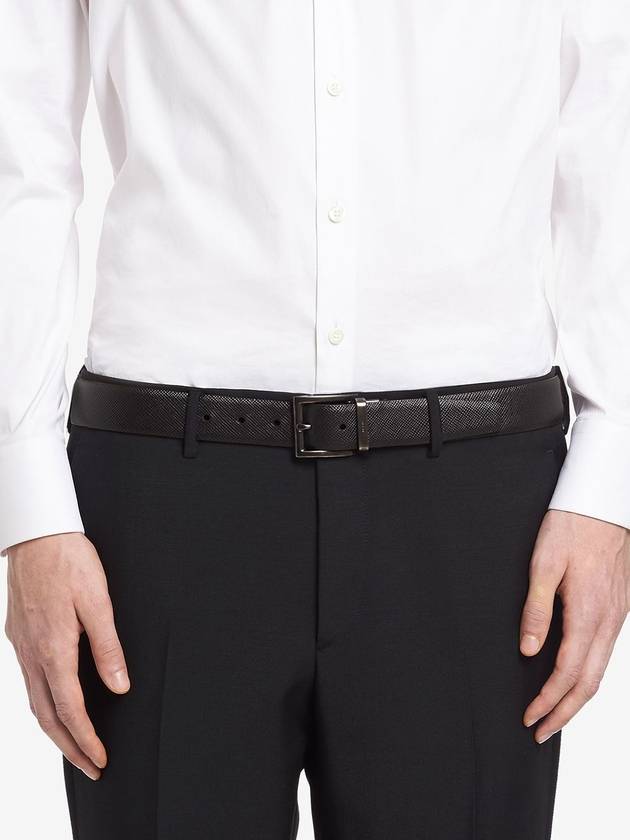 Two-Tone Reversible Saffiano Belt Black Brown - PRADA - BALAAN 4