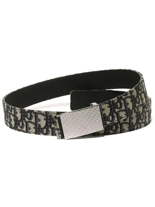 Oblique Square Buckle Reversible Belt Black Beige - DIOR - BALAAN 2