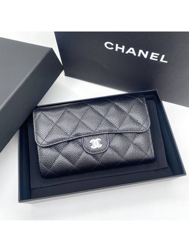 Classic Flap Wallet Grained Calfskin & Silver Black - CHANEL - BALAAN 2