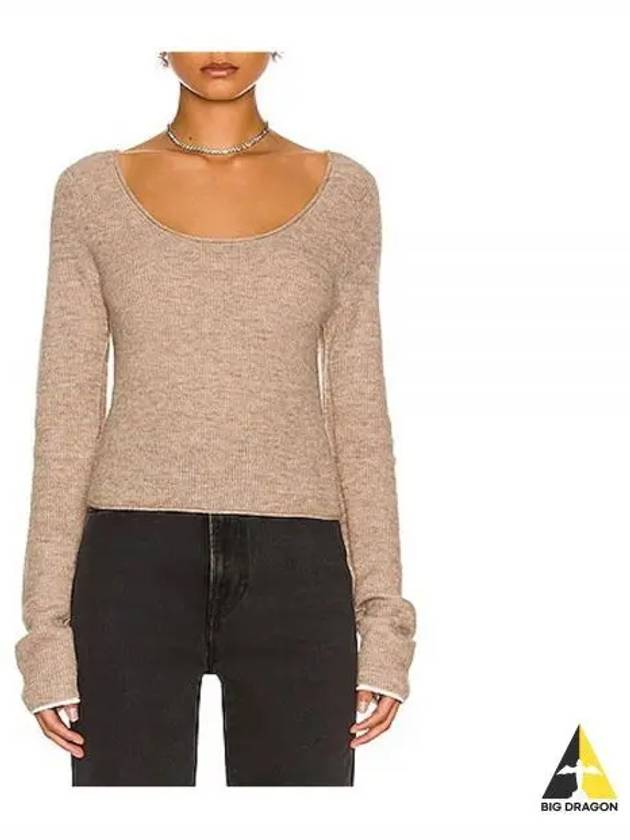 Women s Scoop Neck Ribbed Knit Beige A60346 - ACNE STUDIOS - BALAAN 1