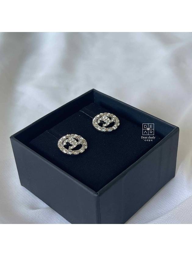 CC Logo Round Crystal Earrings Silver - CHANEL - BALAAN 6