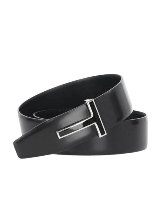 T Buckle Reversible Leather Belt Black - TOM FORD - BALAAN 1