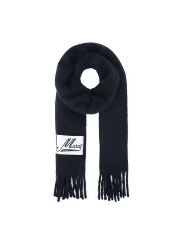 Logo Patch Knit Alpaca Muffler Black - MARNI - BALAAN 2