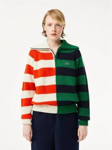 Women s modified border ST half zip up sweater AF0645 53N QI5 domestic product GQ2N23110726462 - LACOSTE - BALAAN 1