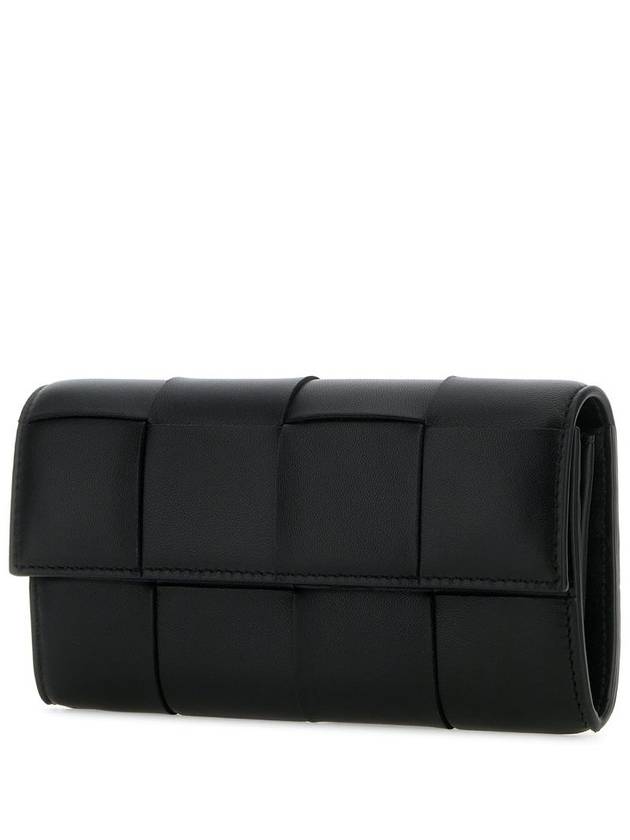 Cassette Flap Leather Long Wallet Black - BOTTEGA VENETA - BALAAN 3