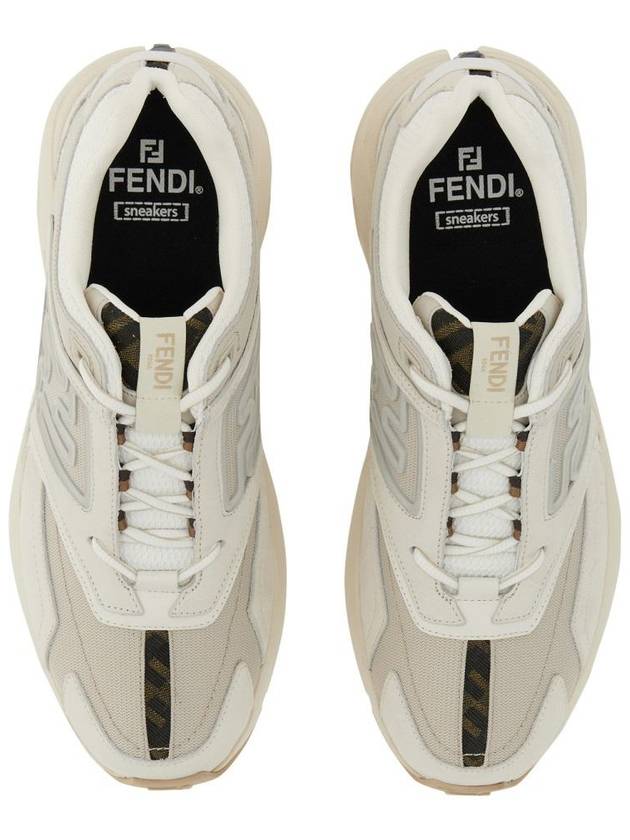 Fester Trainer Nubuck Leather Low Top Sneakers White - FENDI - BALAAN 3