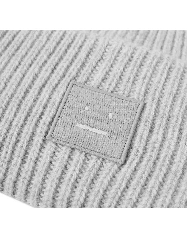 Face Patch Ribbed Wool Beanie Grey - ACNE STUDIOS - BALAAN 7