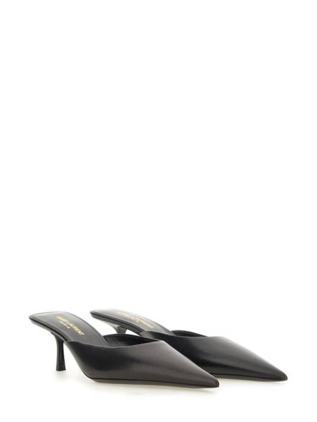 Women's Barbara Smooth Leather Mules Black - SAINT LAURENT - BALAAN 3