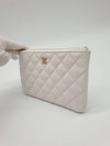 Classic Pouch Small White Caviar Champagne Gold AP4101 - CHANEL - BALAAN 4