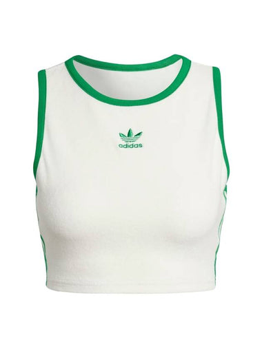 Terry Embroidery Logo Cropped Sleeveless Green White - ADIDAS - BALAAN 1