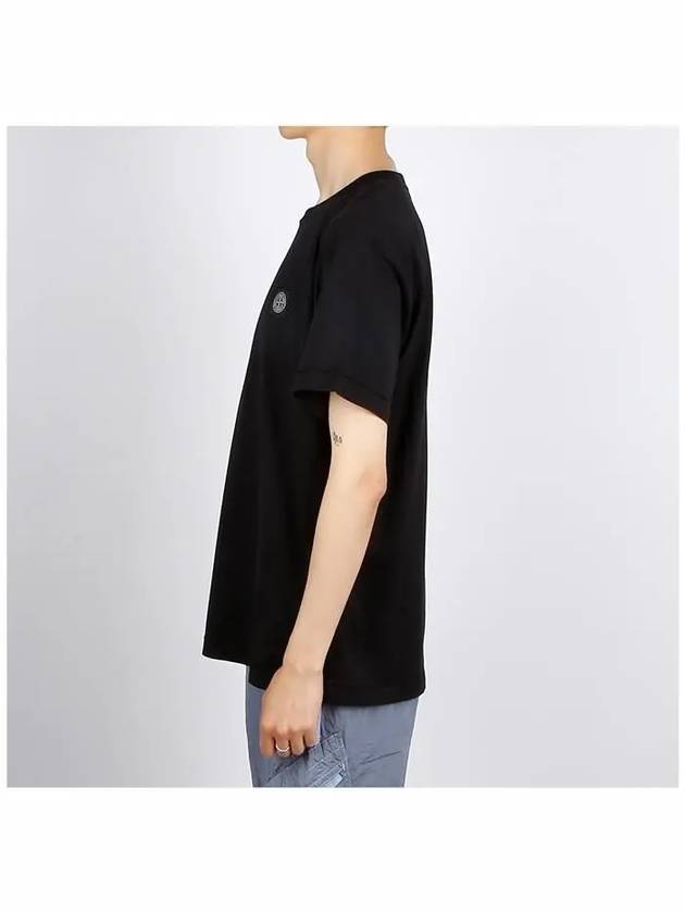 Logo Patch Short Sleeves T-Shirt Black - STONE ISLAND - BALAAN 4