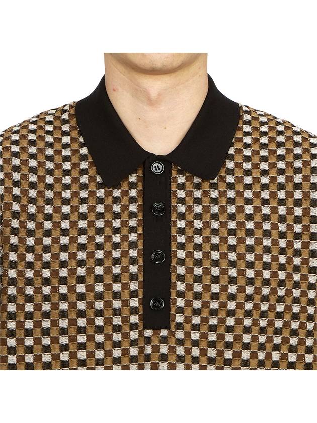 Gingham Cotton Polo Shirt Brown - BURBERRY - BALAAN 6