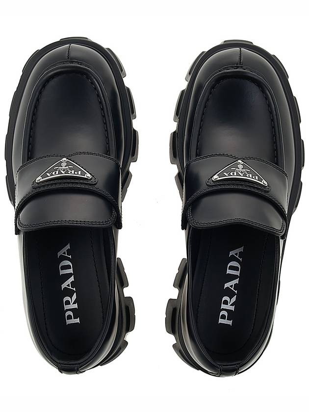 Monolith Brushed Leather Platform Loafers Black - PRADA - BALAAN 7