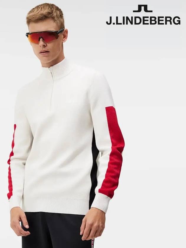 Clide Half Zip Knit Top White - J.LINDEBERG - BALAAN 2