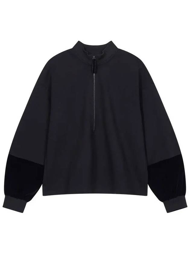 Women s velor color combination half zip up sweatshirt black - EMPORIO ARMANI - BALAAN 1