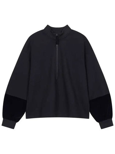 Women s velor color combination half zip up sweatshirt black - EMPORIO ARMANI - BALAAN 1