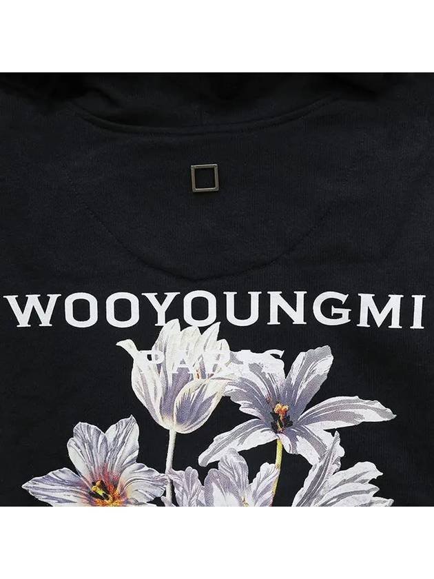 Men's Flower Back Logo Cotton Hoodie Black - WOOYOUNGMI - BALAAN 3