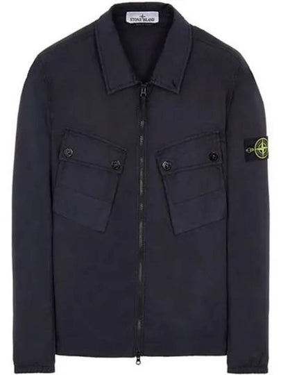 Men's Wappen Patch Two-Pocket Overshirt Zip-Up Jacket Navy - STONE ISLAND - BALAAN 2