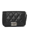 Boy Vintage Silver Hardware Quilted Caviar Zipper Card Wallet Black - CHANEL - BALAAN 2