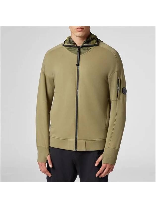 Men s Soft Neck Lens Hooded Zip Up Khaki - CP COMPANY - BALAAN 3