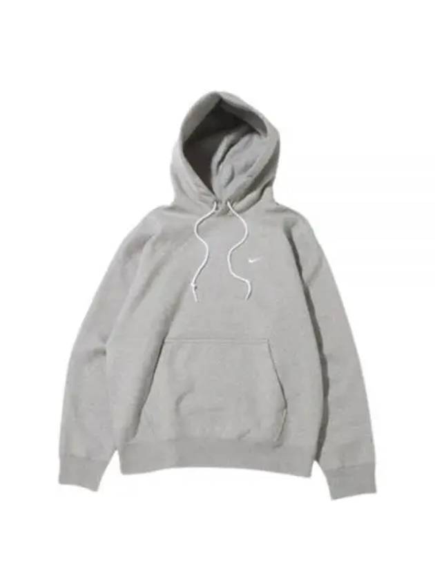 Solo Swoosh Fleece Pullover Hoodie Grey - NIKE - BALAAN 2