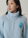 Influencer Seyoung wh Raglan Half Jip up Wool Knit Sky Blue - SORRY TOO MUCH LOVE - BALAAN 2