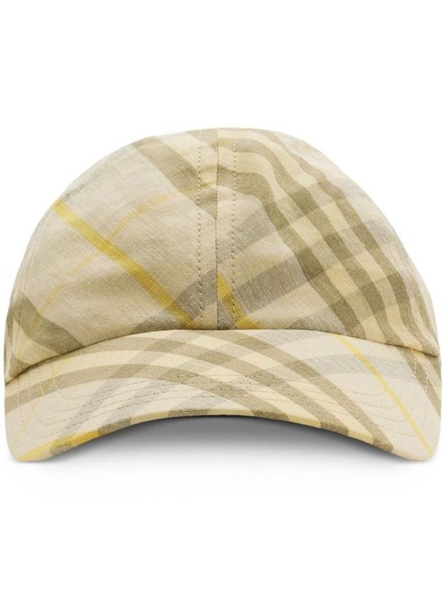 Check Linen Ball Cap Wheat - BURBERRY - BALAAN 1