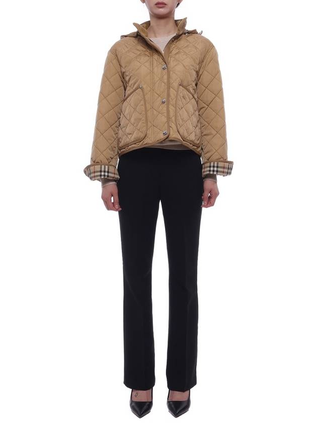 Women's Cropped Quilted Hoodie Jacket Archives Beige - BURBERRY - BALAAN 4