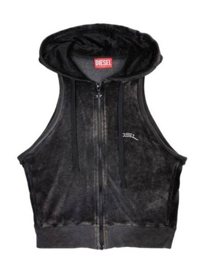 T Crity N1 Crystal Logo Sleeveless Zip-Up Hoodie Black - DIESEL - BALAAN 2