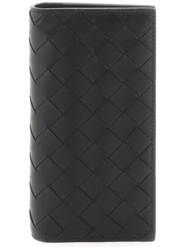 Intrecciato Leather Slim Long Wallet Black - BOTTEGA VENETA - BALAAN 1