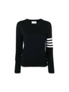 4-Bar Milano Stitch Crew Neck Knit Top Navy - THOM BROWNE - BALAAN.