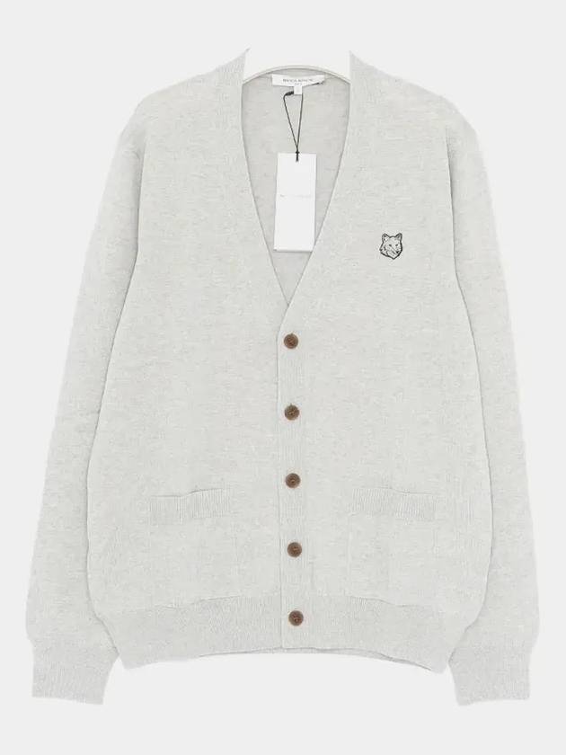 Bold Fox Head Patch Regular Cardigan Grey - MAISON KITSUNE - BALAAN 4