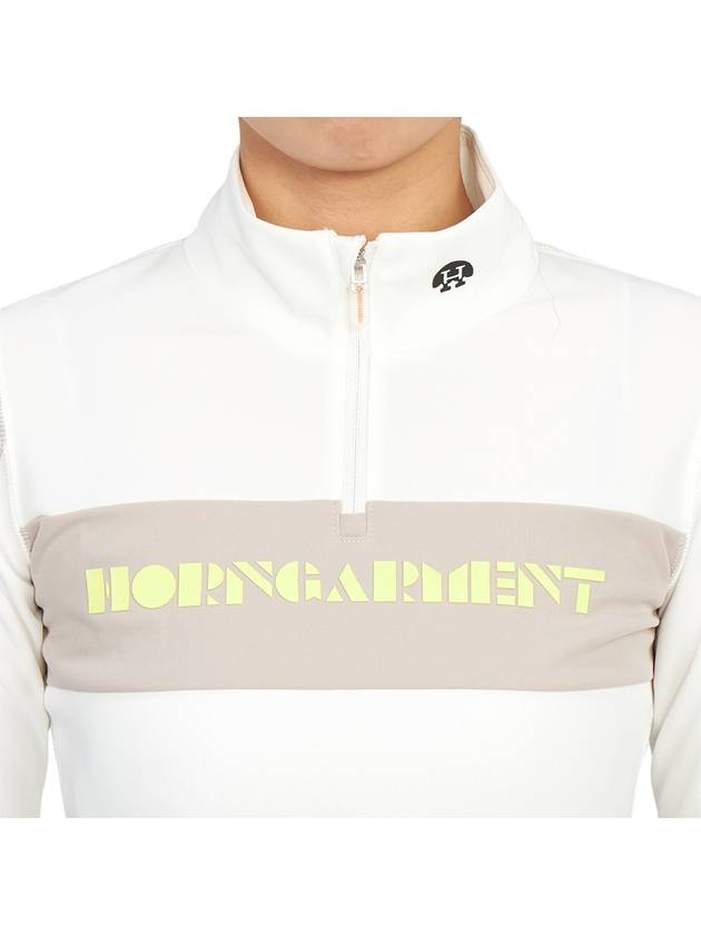 Women's Trans Half Zip Up Long Sleeve T-Shirt Offwhite - HORN GARMENT - BALAAN 7