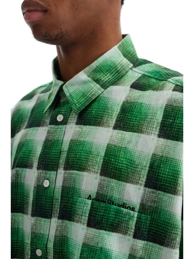 green checkered cotton flannel shirt - ACNE STUDIOS - BALAAN 4