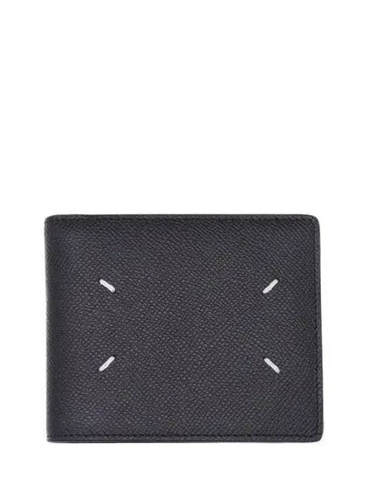 Stitched Bifold Leather Half Wallet Black - MAISON MARGIELA - BALAAN 2