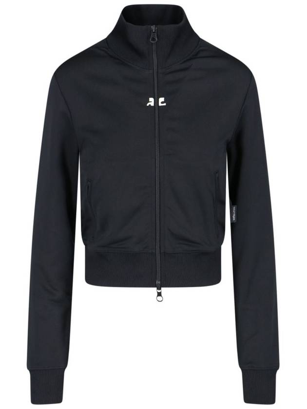 High-neck logo zip-up jacket black - COURREGES - BALAAN 2