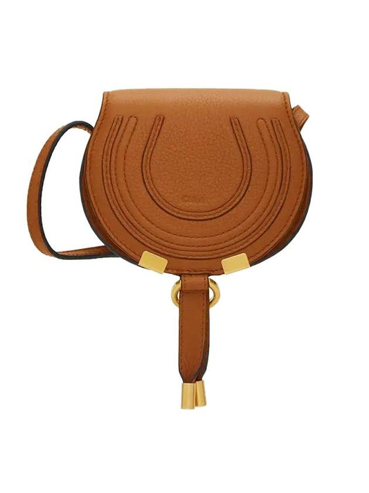 Gold Marcie Nano Saddle Shoulder Bag Brown - CHLOE - BALAAN 1