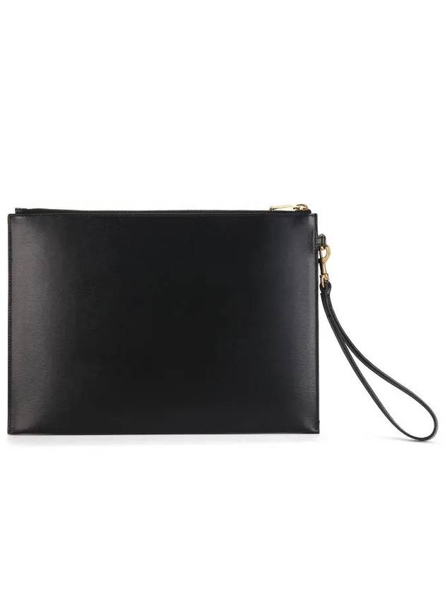 Tiny Cassandre Shiny Leather Zip Tablet Clutch Bag Black - SAINT LAURENT - BALAAN 6