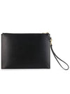 Tiny Cassandre Shiny Leather Zip Tablet Clutch Bag Black - SAINT LAURENT - BALAAN 6