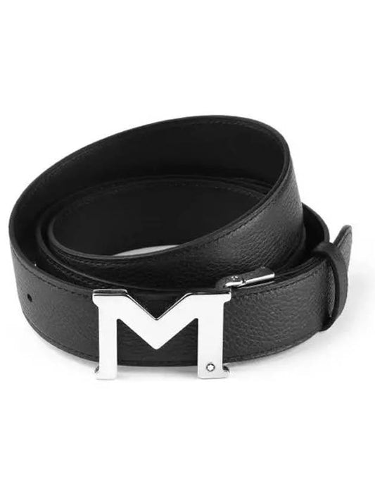 M Buckle Palladium Coated Belt Black - MONTBLANC - BALAAN 2
