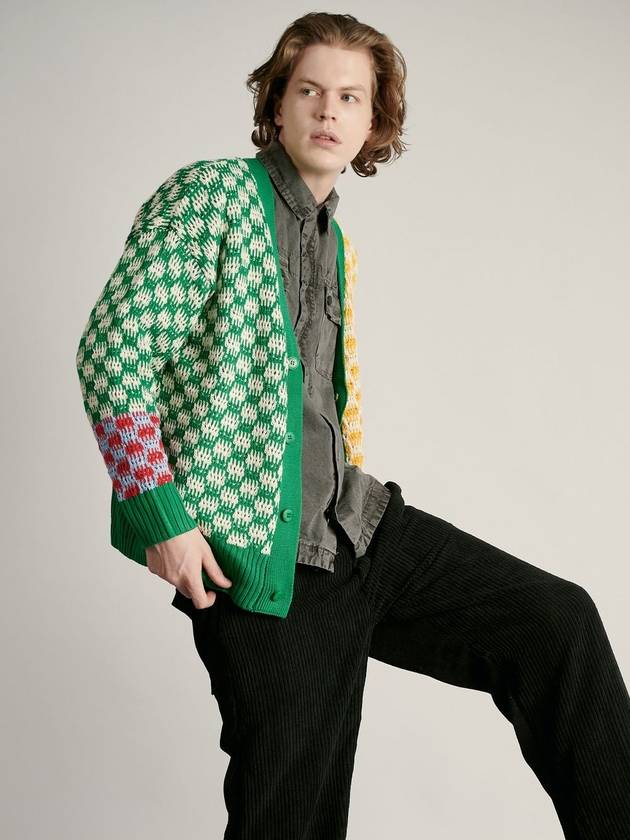 Color Jacquard Cardigan Green - SMITH ARMOR - BALAAN 4