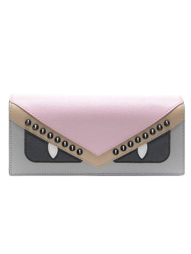 Monster Chain Long Wallet Pink Grey - FENDI - BALAAN 1