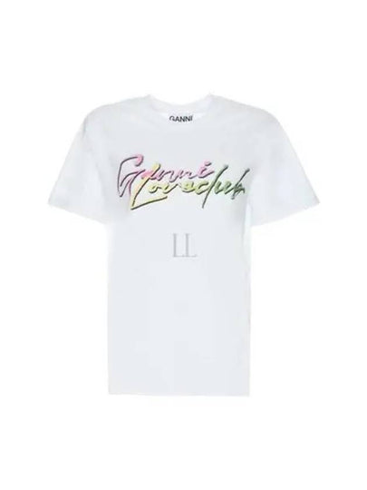 Love Print Cotton Short Sleeve T-Shirt White - GANNI - BALAAN 2