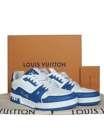 1ABOH2 LV White Blue Trainer Sneakers 260 - LOUIS VUITTON - BALAAN 1