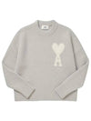 Intarsia Heart Logo Knit Top Earl Grey Ivory - AMI - BALAAN 5