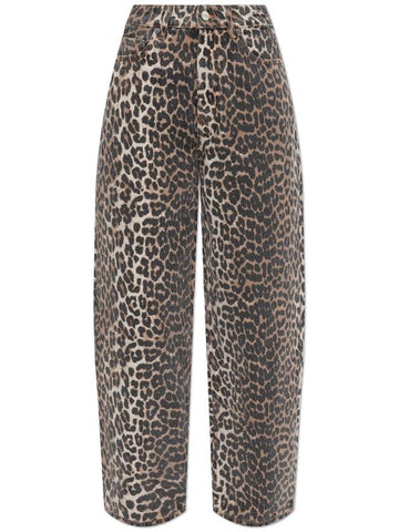 Ganni Animal Print Trousers, Women's, Brown - GANNI - BALAAN 1