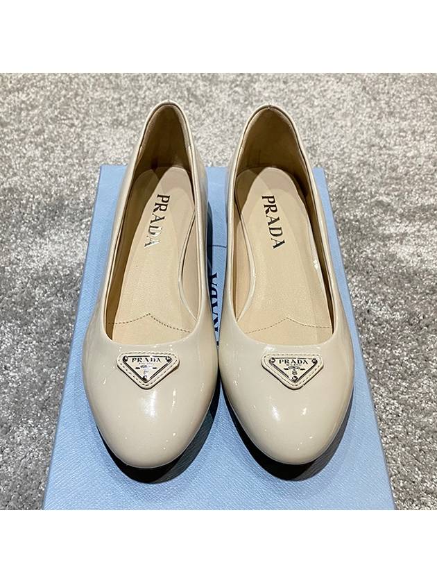 Patent Leather Ballerina Flats Ivory - PRADA - BALAAN 5