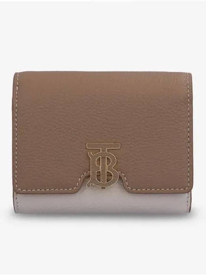 TB Logo Tritone Grainy Leather Half Wallet Brown - BURBERRY - BALAAN 2