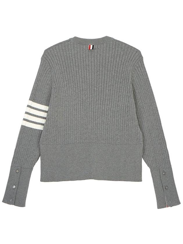 Baby Cable Cotton 4 Bar Crew Neck Knit Top Grey - THOM BROWNE - BALAAN 3