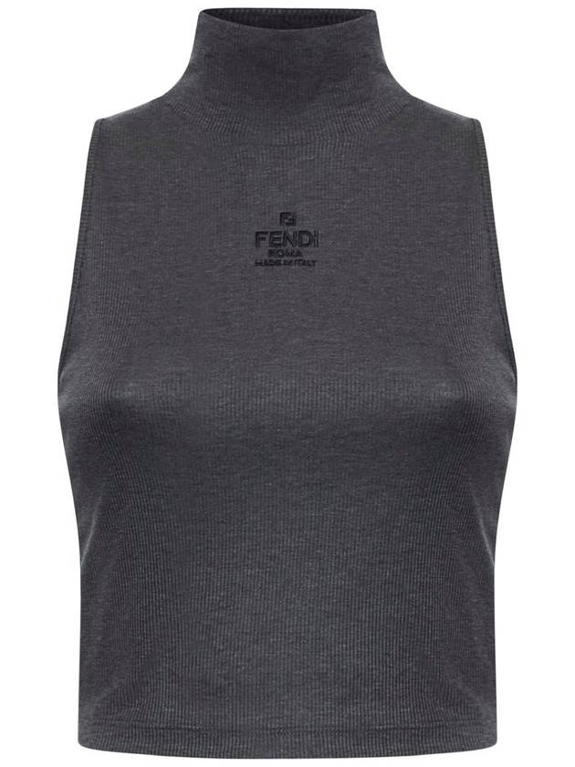 High Neck Cotton Sleeveless Grey - FENDI - BALAAN 2